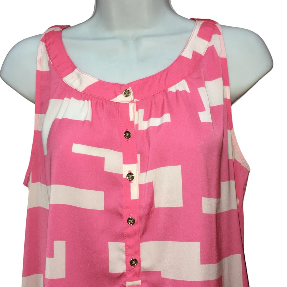 Kenneth Cole Reaction Pink Geometric Sleeveless Top Blouse - Women’s Large - Picture 2 of 10